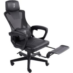 Gaming Stuhl im modernen Racing-Design mit einklappbarer Fußstütze - Gaming Chair mit flexiblen