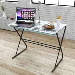 Bonnevie - Glasschreibtisch Schreibtisch Computertisch - Bürotisch mit Weltkartenmuster BV495151
