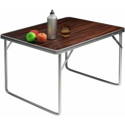 Casaria - Alu Campingtisch klappbar 80x60cm Tragegriff leicht Holz Optik Klapptisch Falttisch