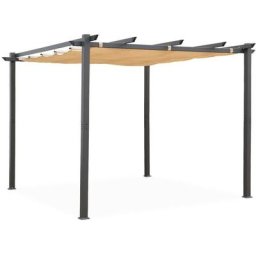 Pergola aus Aluminium - Isla 3x3m - Beigefarbener Stoff - Ideale Laube für Ihre Terrasse,