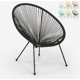 Acapulco-Stil Interieur und Gartenstuhl Sessel Spaghetti modernes Design Sunflower Farbe: Schwarz