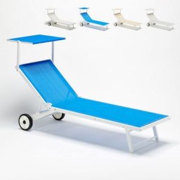 Sonnenliege Strandliege aus Aluminium mit Rollen für Garten Swimmingpool Alabama Blau