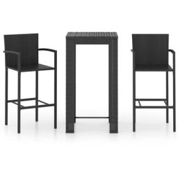 Vidaxl - 3-tlg. Garten-Bar-Set mit Armlehnen Poly Rattan Schwarz Schwarz