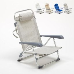 Liegestuhl Strandstuhl Klappbar mit Armlehne aus Aluminium für Strand Gargano Grau