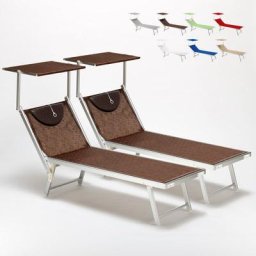 2er Set Sonnenliegen aus Aluminum Santorini Braun