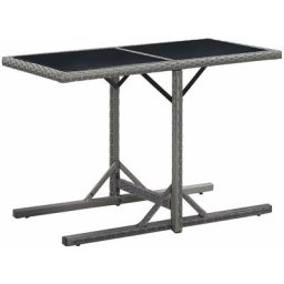 Gartentisch Anthrazit 110×53×72 cm Glas und Poly Rattan vidaXL - Anthrazit
