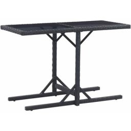 Gartentisch Schwarz 110×53×72 cm Glas und Poly Rattan Vidaxl Schwarz