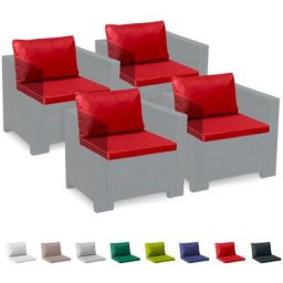 Ersatzkissen für Loungeset Gartenmöbelset Rattan Wasserdicht 4 Plätze Bica Grand Soleil Rot