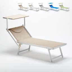 Professionelle Italienische Sonnenliege Aluminium Italia Beige