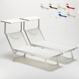 2er Set Sonnenliegen aus Aluminum Santorini Weiß