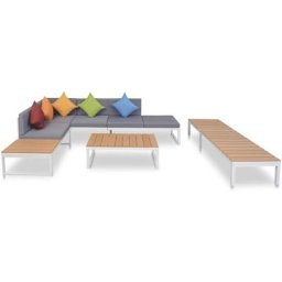 5-tlg. Garten-Lounge-Set mit Auflagen Aluminium und wpc Vidaxl Mehrfarbig