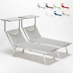 2er Set Sonnenliegen aus Aluminum Santorini Grau