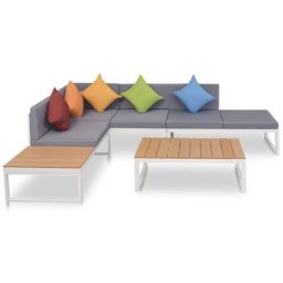 4-tlg. Garten-Lounge-Set mit Auflagen Aluminium und wpc Vidaxl Mehrfarbig