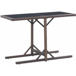 Gartentisch Braun 110×53×72 cm Glas und Poly Rattan Vidaxl Braun
