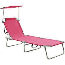 Vidaxl - Klappliege mit Sonnenschutz Rosa Aluminium Rosa
