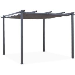 Pergola aus Aluminium - Isla 3x3m - Grauer Stoff - Ideale Laube für Ihre Terrasse, einziehbares