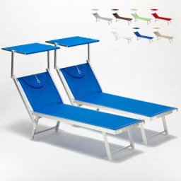 2er Set Sonnenliegen aus Aluminum Santorini Blau