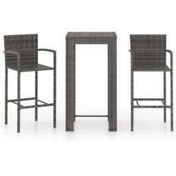 Vidaxl - 3-tlg. Garten-Bar-Set mit Armlehnen Poly Rattan Grau Grau
