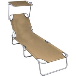 Klappliege mit Sonnenschutz Taupe Aluminium vidaXL - Taupe