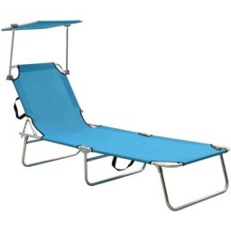 Klappliege mit Sonnenschutz Blau Aluminium vidaXL - Blau