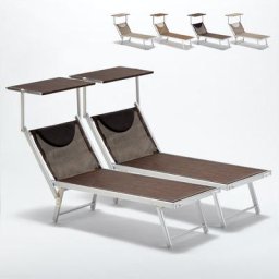 2 Santorini Limited Edition Aluminium-Liegen für den Strand Chocolate - Braun Santorini