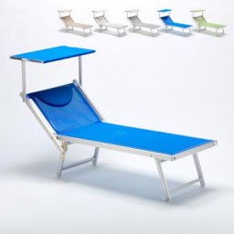 Professionelle Italienische Sonnenliege Aluminium Italia Blau