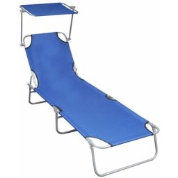 Klappliege mit Sonnenschutz Blau Aluminium vidaXL - Blau