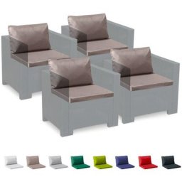 Ersatzkissen für Loungeset Gartenmöbelset Rattan Wasserdicht 4 Plätze Bica Grand Soleil Braun