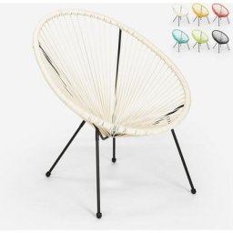 Acapulco-Stil Interieur und Gartenstuhl Sessel Spaghetti modernes Design Sunflower Farbe: Weiß