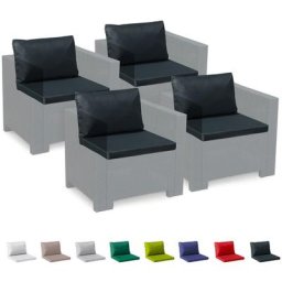 Ersatzkissen für Loungeset Gartenmöbelset Rattan Wasserdicht 4 Plätze Bica Grand Soleil Schwarz