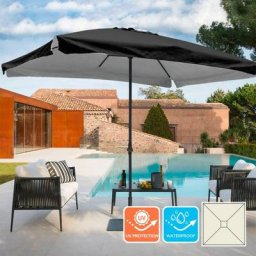 3x2m rechteckiger Aluminium-Gartenschirm mit Mittelstange Eden Noir