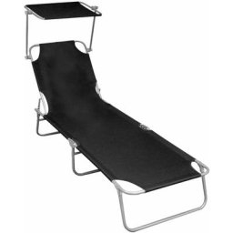 Vidaxl - Klappliege mit Sonnenschutz Schwarz Aluminium Schwarz