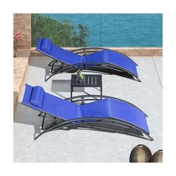 2-er Set Sonnenliege,Aluminium Gartenliege mit Beistelltisch und Kopfkissen,Schnelltrocknende