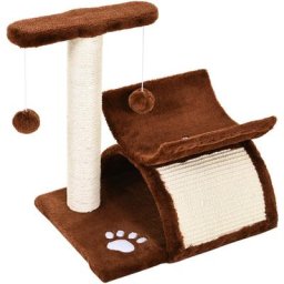 Katzenbaum Spielbaum Katzenkratzbaum Kratzbaum Katzen mit Ball Braun L40 x B30 x H43 cm - Braun