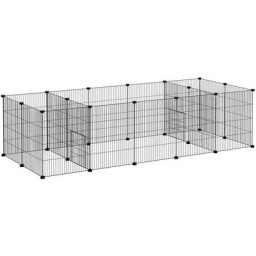 Kleintierauslauf, Kleintiergehege, modularer Käfig, 175 cm x 70 cm x 45 cm, Schwarz - Schwarz