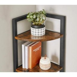 Eckregal mit 5 Ablagen, Bücherregal, Aufbewahrungsregal, multifunktional, für Wohnzimmer,