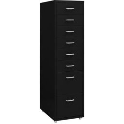 Vidaxl - Aktenschrank mit Rollen Schwarz 28x41x109 cm Metall Schwarz