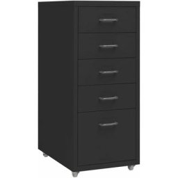Vidaxl - Aktenschrank mit Rollen Schwarz 28x41x69 cm Metall Schwarz