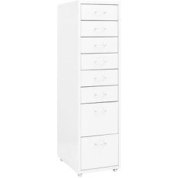 Vidaxl - Aktenschrank mit Rollen Weiß 28x41x109 cm Metall Weiß