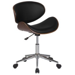 Arbeitshocker Schwarz mit Rollen komfortable Sitzfläche aus Kunstleder Modern