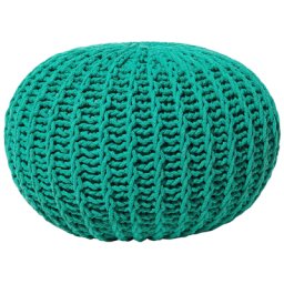 Pouf Smaragdgrün 100% Baumwolle Rund Elegant Modern