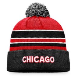 Herren Fanatics Branded Black Chicago Blackhawks Special Edition 2.0 Strickmütze mit Bündchen und Bommel