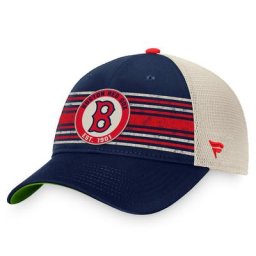 Fanatics Branded Navy/Natur Boston Red Sox True Classic Retro Striped Trucker Snapback Hat für Herren