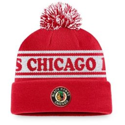 Herren Fanatics Branded Red Chicago Blackhawks Vintage Sport Resort Strickmütze mit Bündchen und Bommel