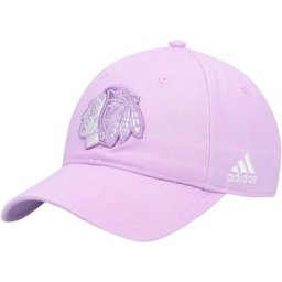 adidas Chicago Blackhawks 2021 Hockey Fights Cancer Slouch verstellbare Mütze für Herren, Lila