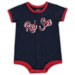 Newborn & Infant Navy Boston Red Sox Stripe Power Hitter Strampler