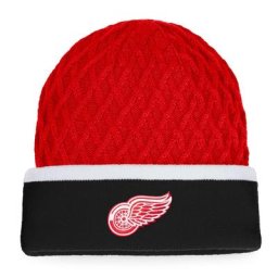 Fanatics Branded Black/Red Detroit Red Wings Iconic gestreifte Strickmütze mit Bündchen für Herren