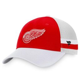 Herren Fanatics Branded Rot/Weiß Detroit Red Wings Breakaway Gestreifter Trucker-Hysteresenhut