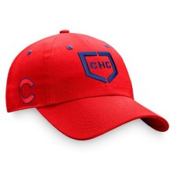 Herren Fanatics Branded Red Chicago Cubs Iconic Home Plate verstellbarer Hut