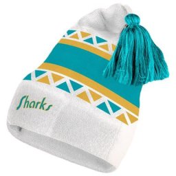 Herren adidas San Jose Sharks Reverse Retro 2.0 Pom Strickmütze mit Bündchen, weiß